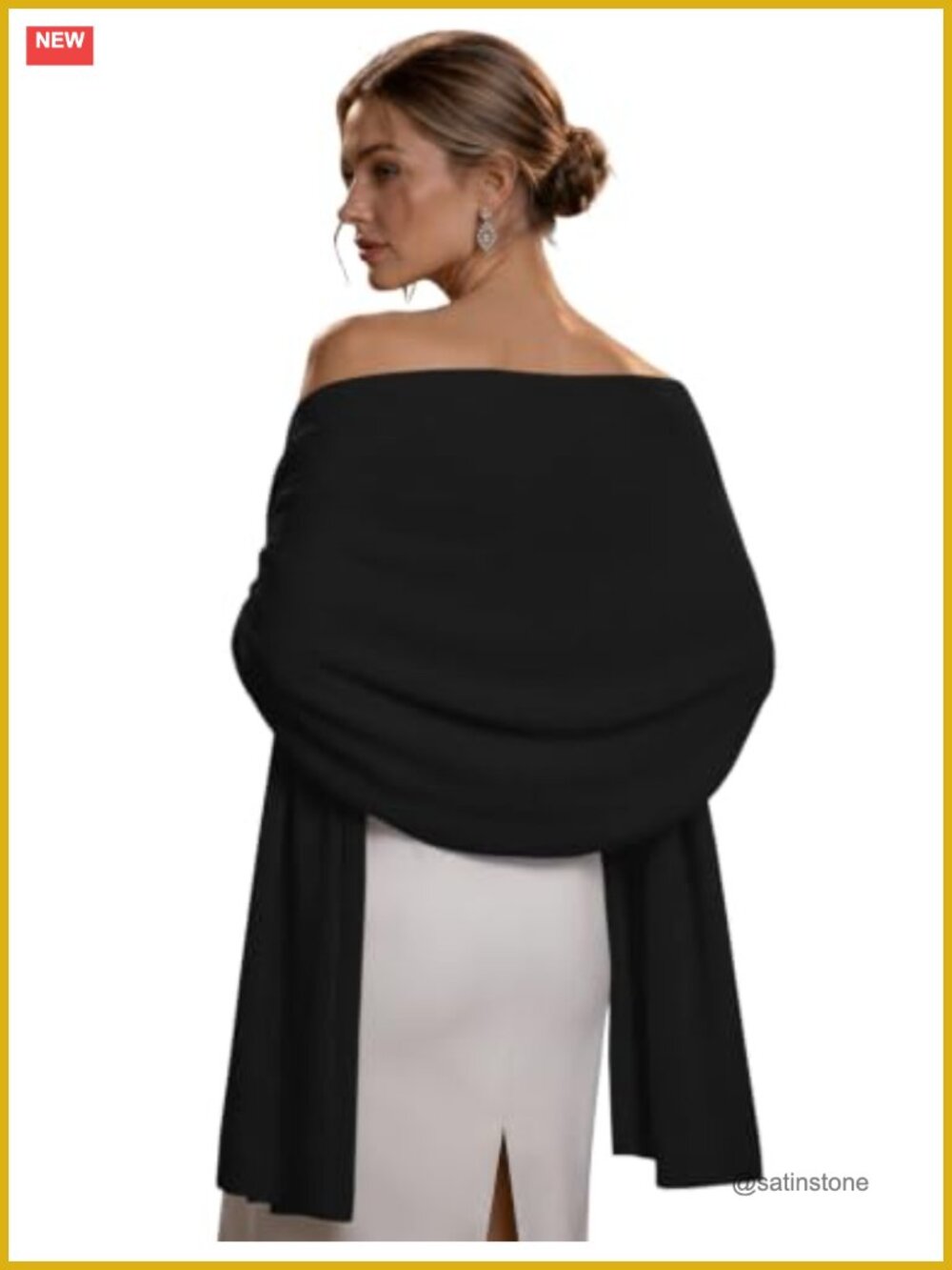 Wool Cashmere Blend Pashmina Wrap Shawl for Women Evening Dress